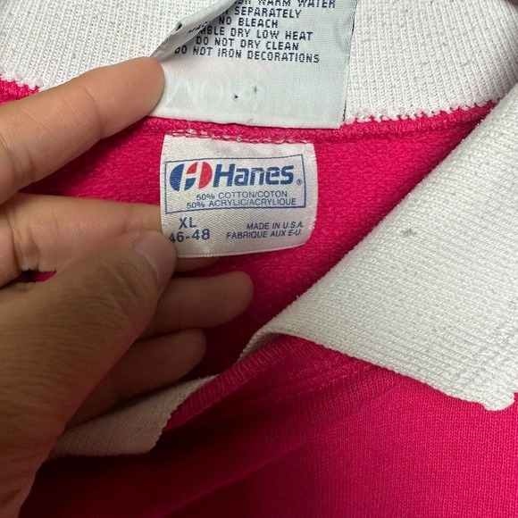 VTG Morning Sun Sweatshirt Women Extra Large Pink Collared Retro Ribbon Pullover - Picture 6 of 11